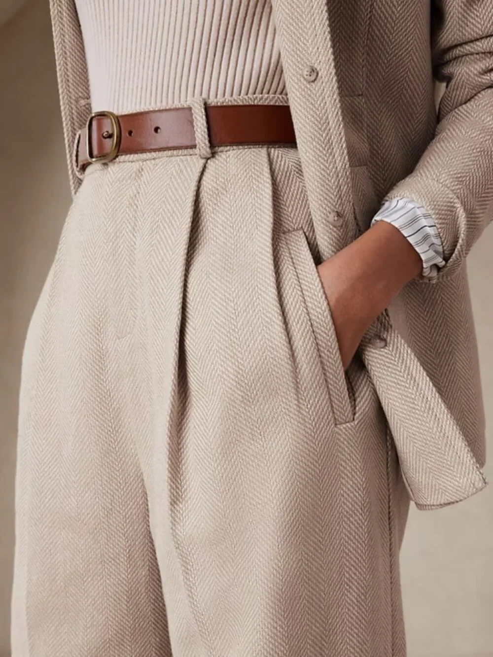 Wide Leg Linen-Cotton Pant Banana Republic